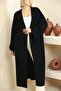 V-Neck Folded Wide Long Sleeve Self-Textured Thick Full Ankle Length Winter Comfortable Knitwear Cardigan - 3