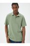 Collared T-Shirt Button Detailed Short Sleeve Textured