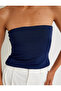 Strapless Crop Top with Stripe Detail on the Sides Cotton Slim Fit - 5
