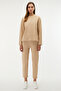 Women's Beige Color Ribbed Knitted Trousers
