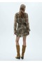 Flounces Print Short Dress - 4
