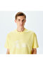 Men's Oversize Fit Crew Neck Printed Yellow T-Shirt - 5
