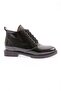 222-22K Women's Lace-Up Ankle Boots Black Wrinkled Patent Leather