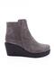 Women's Wedge Sole Ankle Boots Gray Suede Genuine Leather 336513