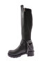 607 Women's Buckled Ankle Chain Detail Stretch Knee High Flats Boots - 3