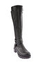 607 Women's Buckled Ankle Chain Detail Stretch Knee High Flats Boots - 2
