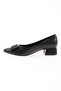 Women's Mountain Stone Square Buckle Black Heeled Shoes - 3