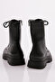 744-22K Women's Lace-Up Zippered Boots Black Crinkled Patent Leather - 3