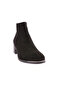 054 Women's Blunt Toe Zippered Heeled Ankle Boots Black Suede - 2