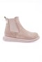 1501 Women's Stretch Detailed Boots Beige Suede Genuine Leather