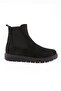 2200 Women's Stretch Detailed Boots Black Suede Genuine Leather