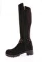 Women's Ankle Buckle Chain Detailed Back Stretch Knee High Flats Boots Black Suede 7182668 - 3