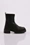 21542-22K Women's Thick Sole Zippered Boots Black Napa Genuine Leather