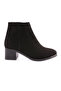 054 Women's Blunt Toe Zippered Heeled Ankle Boots Black Suede