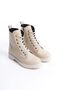 Women's Boots Zippered Inner Warm Asıtar Waterproof Non-Slip Rubber Sole Winter Lace-Up Beige Boots - 2