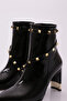 Women's Pointed Toe Trock Heeled Boots Black Patent Leather 9133284 - 4