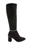 Black Suede Chain Women's Heeled Boots