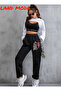 High Elastic Leg Black Jogger Sweatpants - 4