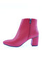 Women's Zippered Heeled Short Boots Red 2223275 - 3
