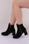 404-190-22K Black Suede Short Heeled Boots - 5