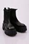 Es804 Women's Thick Sole Stretch Detailed Heeled Boots Black Black Patent Leather - 2