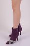 Cross Stone Detailed Women's Heeled Boots Purple 6836535 - 5