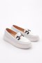 Women's Buckle Laser Loafer Shoes White 5332678 - 2