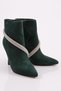 Ankle Cross Silver Stone Chain Detailed Women's Heeled Boots Green 6837535 - 2