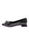 Women's Black Patent Leather Ballerinas - Pointed Toe, Crystal Stone Buckle, Galvanized Heels 39182534 - 3