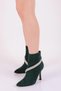 Ankle Cross Silver Stone Chain Detailed Women's Heeled Boots Green 6837535 - 5