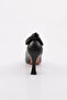 Women's pointed toe finger low-cut back bow heeled goblet shoe black 81121029 - 4