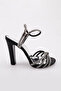 530 Women's Silver Stone Cross Strap Evening Dress Shoes