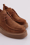 Women's Front Elastic Stitching Detailed Thick Sole Ankle Boots Brown Suede Genuine Leather 33613883 - 4