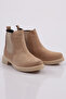 22531-22K Women's Boots with Elastic Sides Beige Suede Genuine Leather - 2