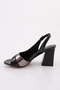 Black Women's Heeled Sandals with Thick Straps - Opening 94521033 - 3