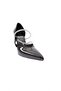 Women's Pointed Toe Low-Cut Sides Open Stone Band Throw Heeled Shoes Black Patent Leather 8817535 - 2