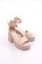 Women's Single Strap Thick Sole Heeled Shoes Beige Melange 27343138 - 2
