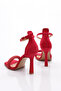Women's Silver Stone Banded Ankle Strap Closed Back Heeled Sandals Red Satin 313933210 - 3