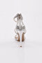Silver Patent Leather Women's Heeled Shoes - Tees Embroidered, Ankle Strap 311233210 - 4