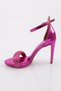 Women's Mesh Detailed Stone Embroidered Heeled Shoes Fuchsia Metallic 315133210 - 3