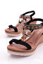 Women's High Sole Knit Detailed Sandals Black 21512328 - 4