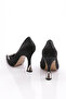 Black Striped Women's Heeled Shoes - 101393236 - 3