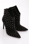 Black Suede Women's Heeled Boots - 22463236 - 2