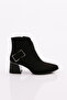 Black Suede Women's Heeled Boots - 5133564