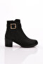 8551 Women's Heeled Boots Black Nubuck Genuine Leather