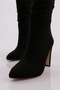 Black Suede Women's Heeled Shoes - 71533910 - 4