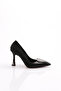 Black Striped Women's Heeled Shoes - 101393236