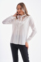 Women's Large Size Ribbed Lace Garnished Crepe Shirt G0062 - 5