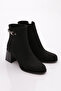 Women's Heeled Boots with Metal Accessories Black Luxury Suede 81421033 - 2