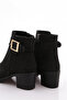 8551 Women's Heeled Boots Black Nubuck Genuine Leather - 3
